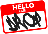 'HELLO drop' sticker - top right